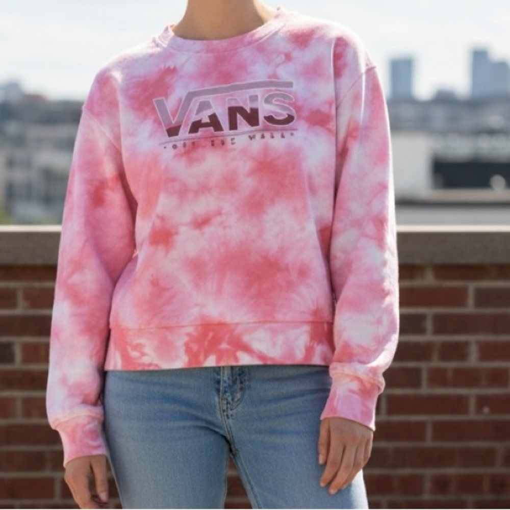 Vans Women's Pink Tie-Dye Crew Neck Sweater